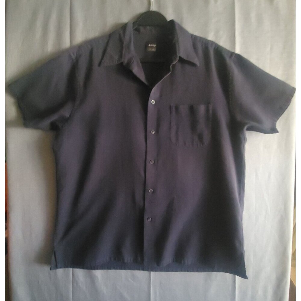 Slates Men's Black Short Sleeve Shirt Button Down One Pocket Size Large Casual